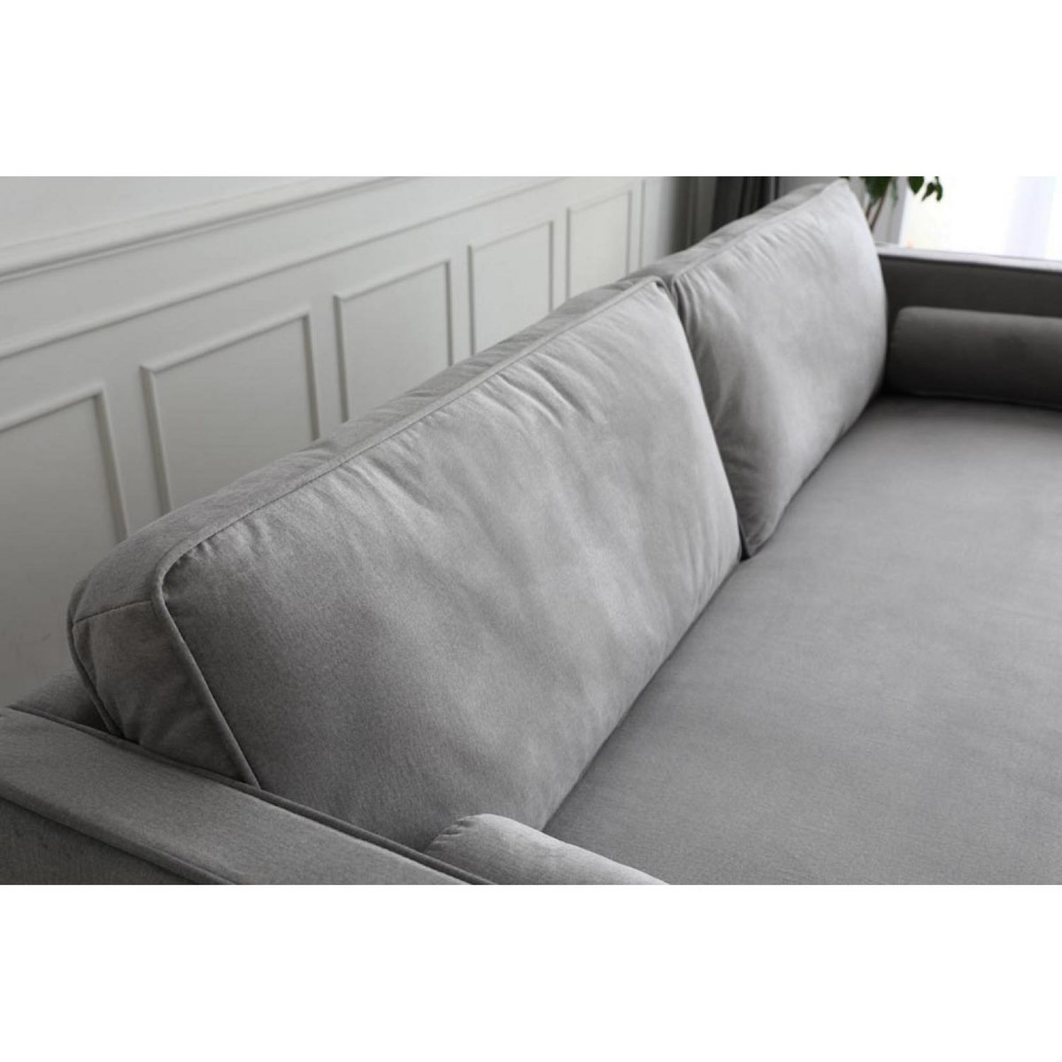 CONCEPT USINE Canapé 3 places en velours gris clair NALHA