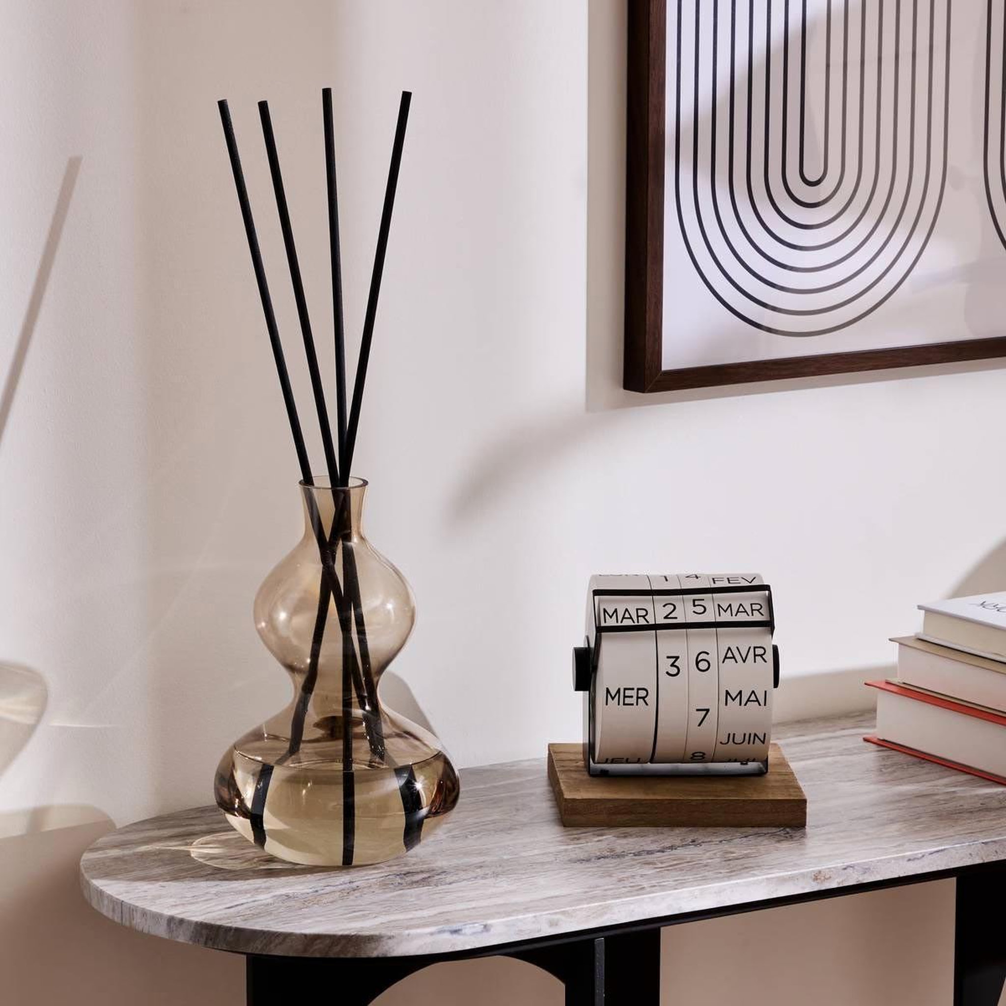 Voir la diapositive 2 : ATMOSPHERA Diffuseur de parfum en verre  hanae  1l fleur de lin