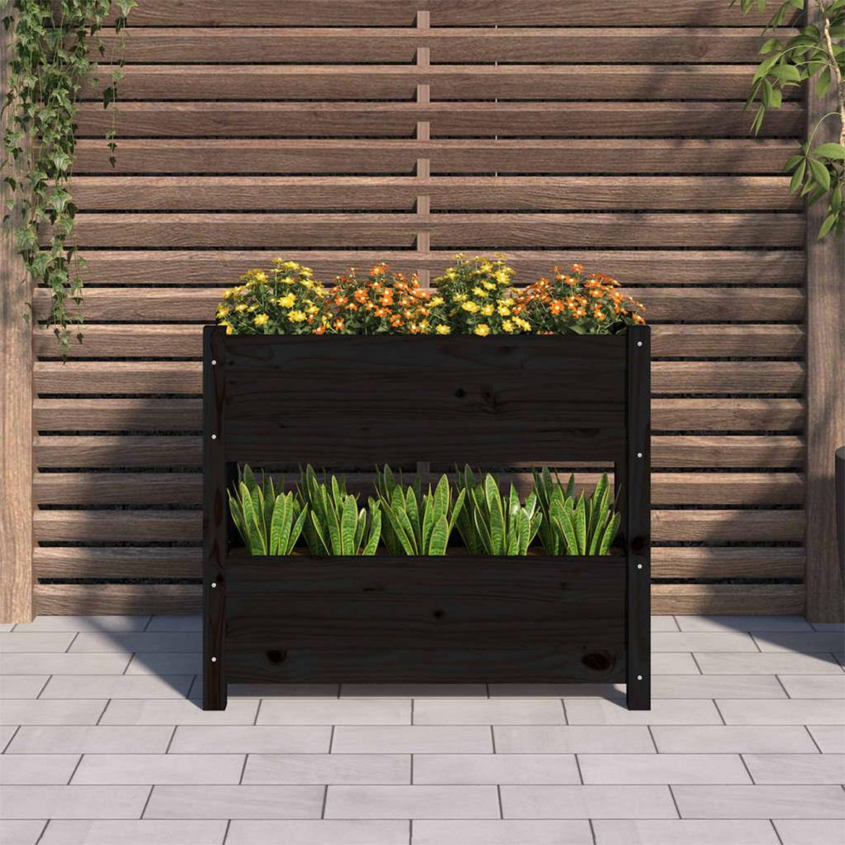 VIDAXL Jardiniere Noir 77x25x66 cm Bois massif de pin