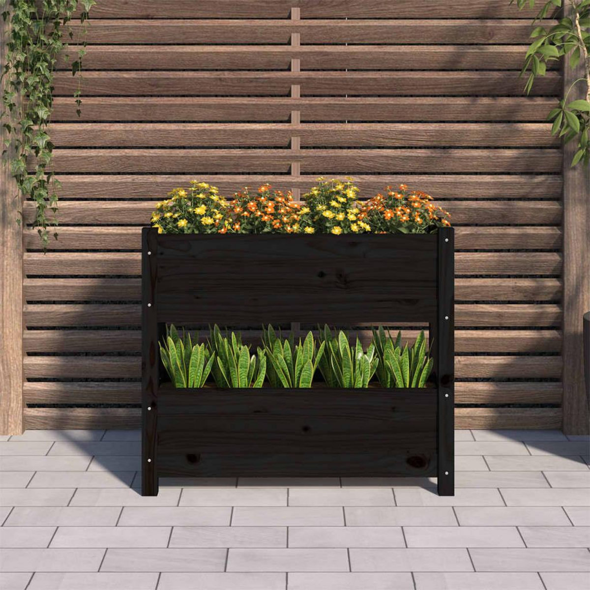 VIDAXL Jardiniere Noir 77x25x66 cm Bois massif de pin