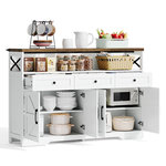 MERAX Buffet de cuisine 4 portes 3 tiroirs - 140 cm blanc mdf