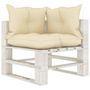 Voir la diapositive 3 : VIDAXL Canape palette a 2 places de jardin avec coussins creme Bois