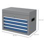 Voir la diapositive 3 : HOMCOM Boite à outils métallique caisse à outils - 4 tiroirs + plateau verrouillables - tapis EVA poignées tôle acier gris bleu