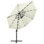 Voir la diapositive 2 : VIDAXL Parasol de jardin en porte-a-faux et mat et lumieres LED sable