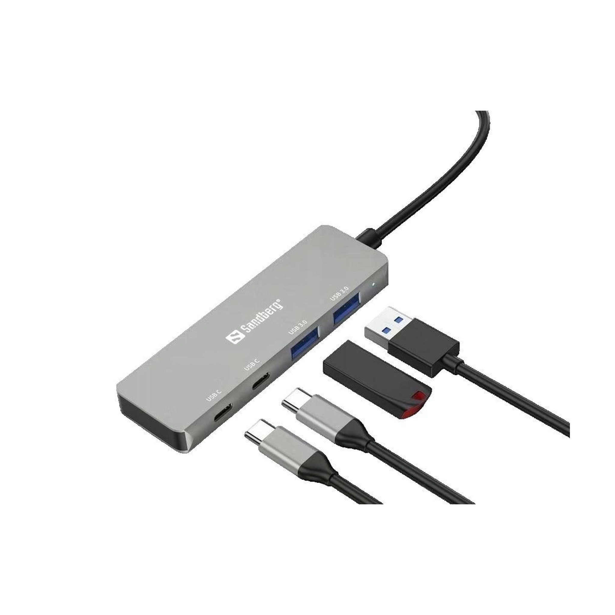 Voir la diapositive 2 : Sandberg Hub USB Sandberg 136-50 avec ports USB-A et USB-C