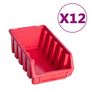 Voir la diapositive 3 : VIDAXL Kit de bacs de stockage et panneaux muraux 80 pcs Rouge et noir