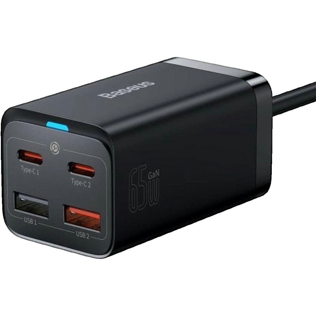 BASEUS Chargeur Baseus Wandladegerät GaN3 Pro 65W 2xUSB + 2xUSB-C avec câble USB-C 1,5m noir