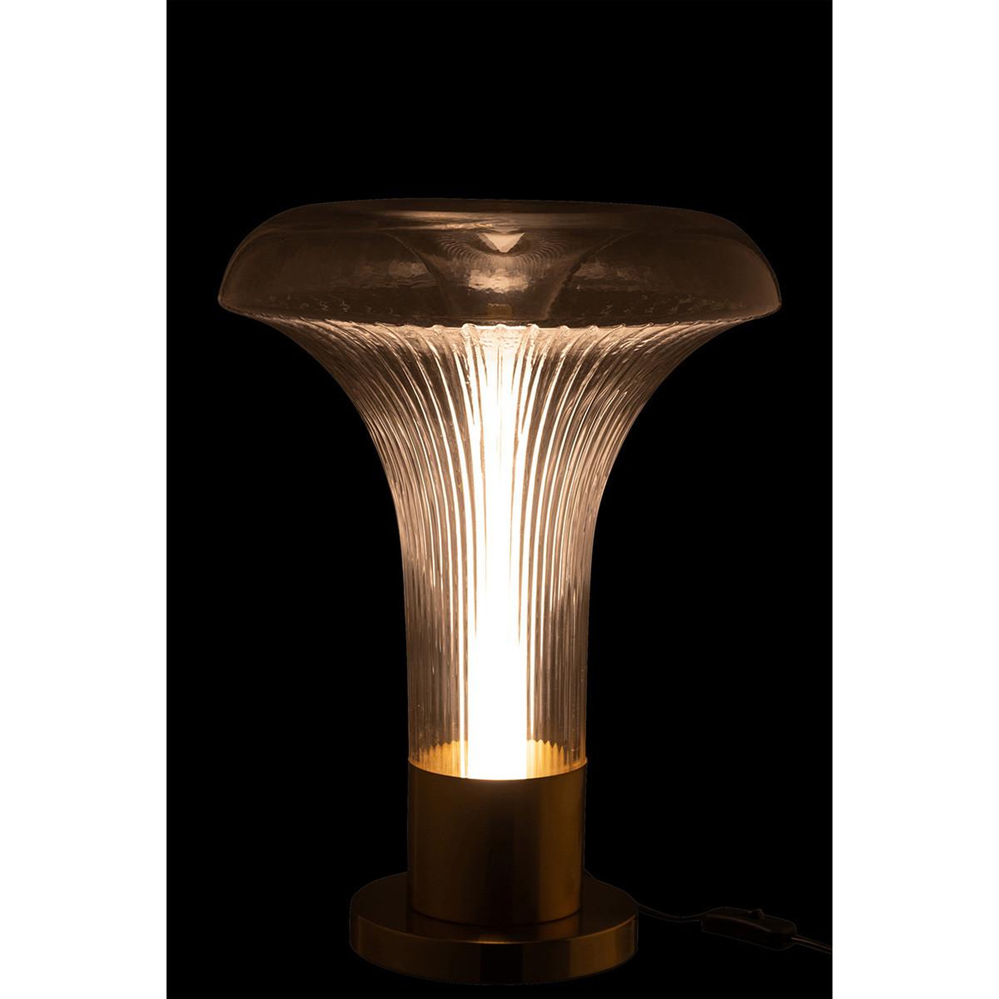 Voir la diapositive 3 : J-LINE Lampe à poser en verre  vito  55cm transparent & or