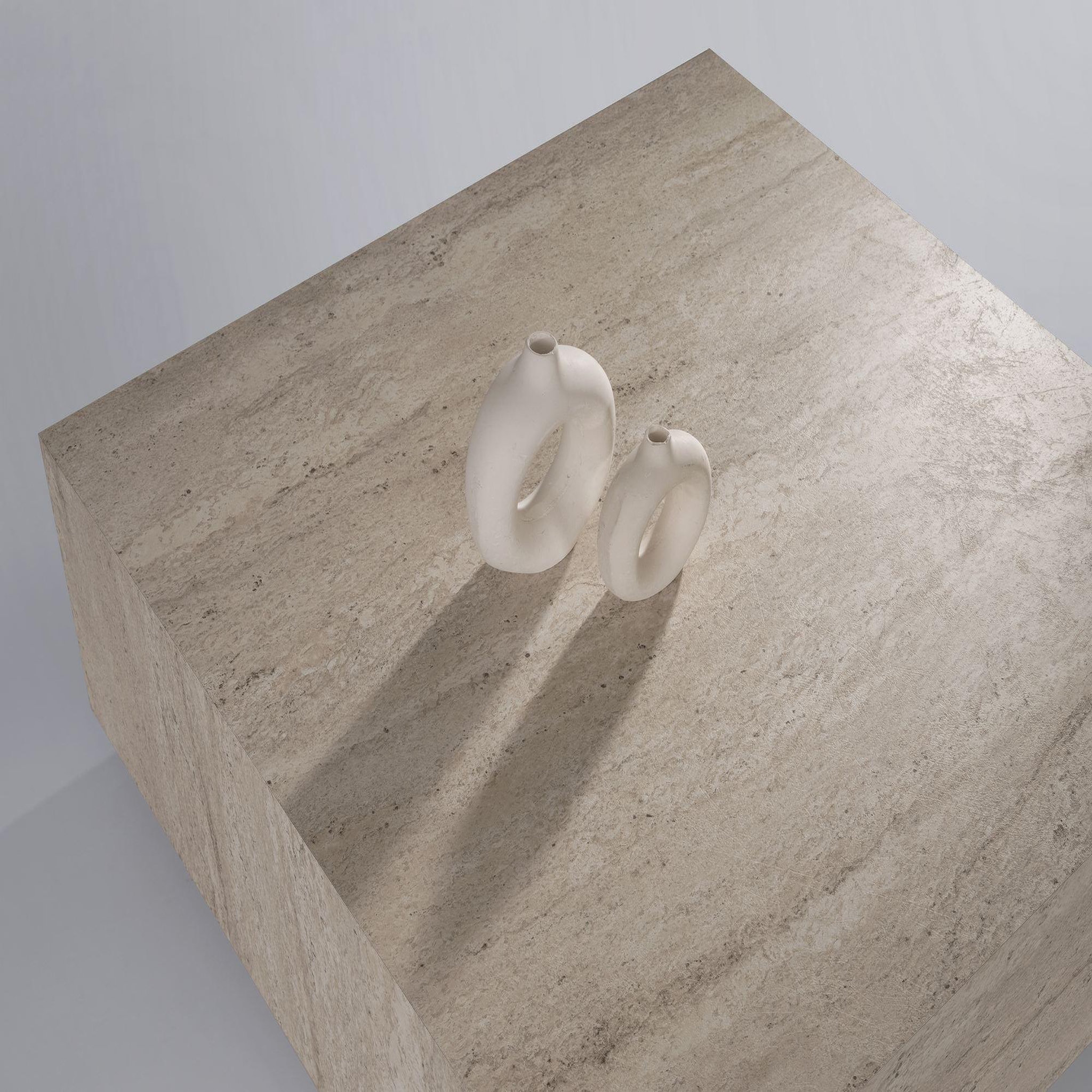 Voir la diapositive 3 : Habitat et Jardin Table basse en bois  lizbon  - 90 x 90 x 35 cm - travertin
