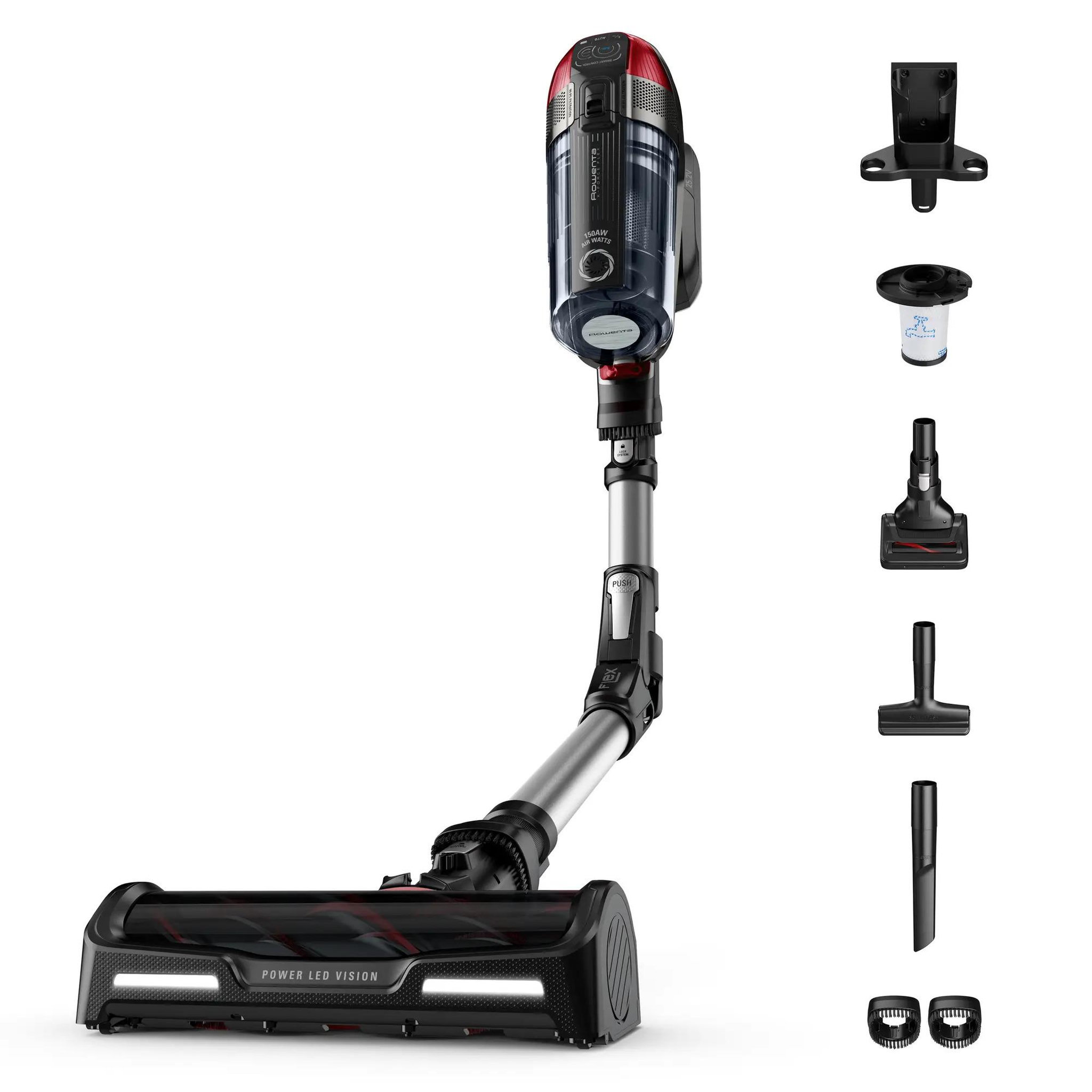 ROWENTA Aspirateur balai rechargeable 25.2v x-force flex auto noir et rouge - rh98a7wo