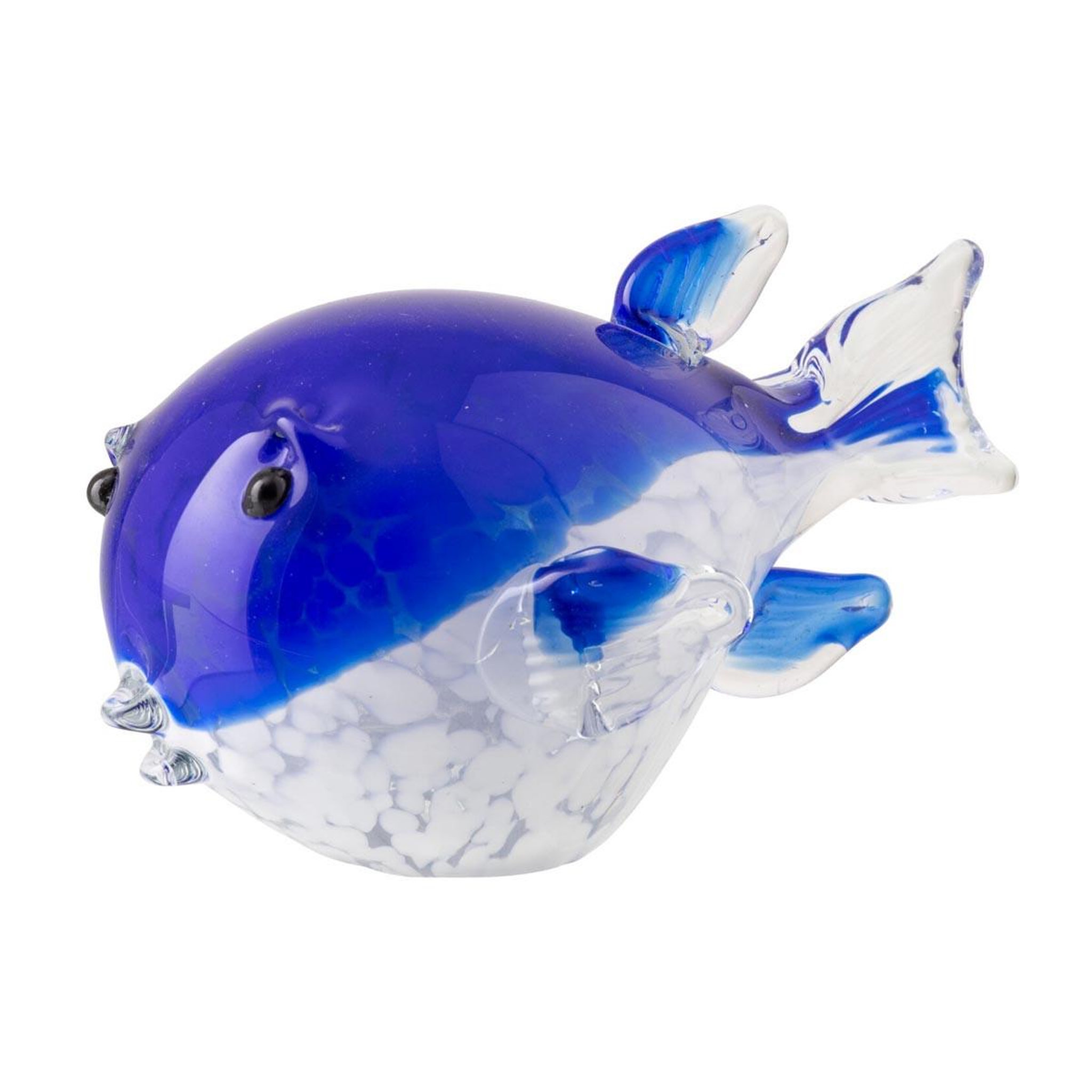 J-LINE Presse-papier poisson en verre  océan  15cm bleu