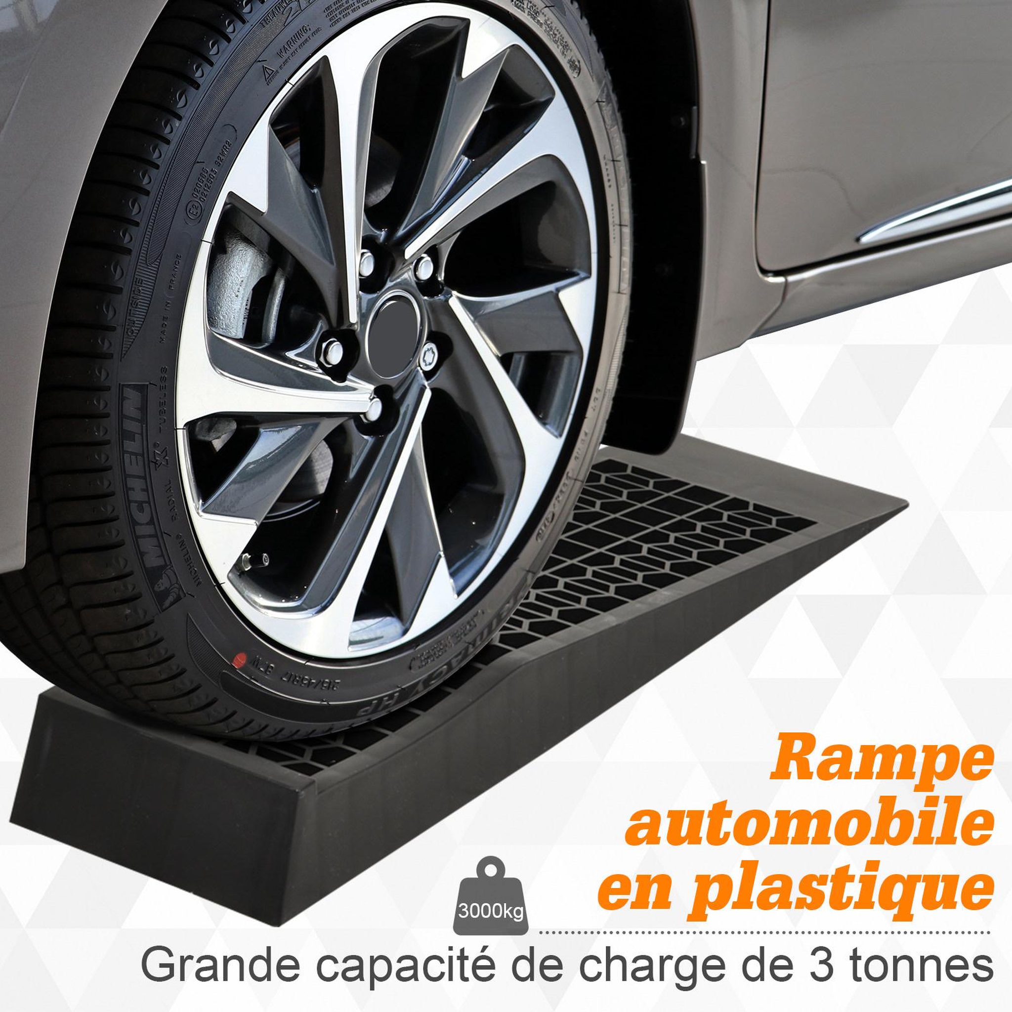 Voir la diapositive 4 : HOMCOM Rampes de levage pour voiture véhicule utilitaire caravane camping-car dim. 20l x 70l x 8h cm hdpe noir