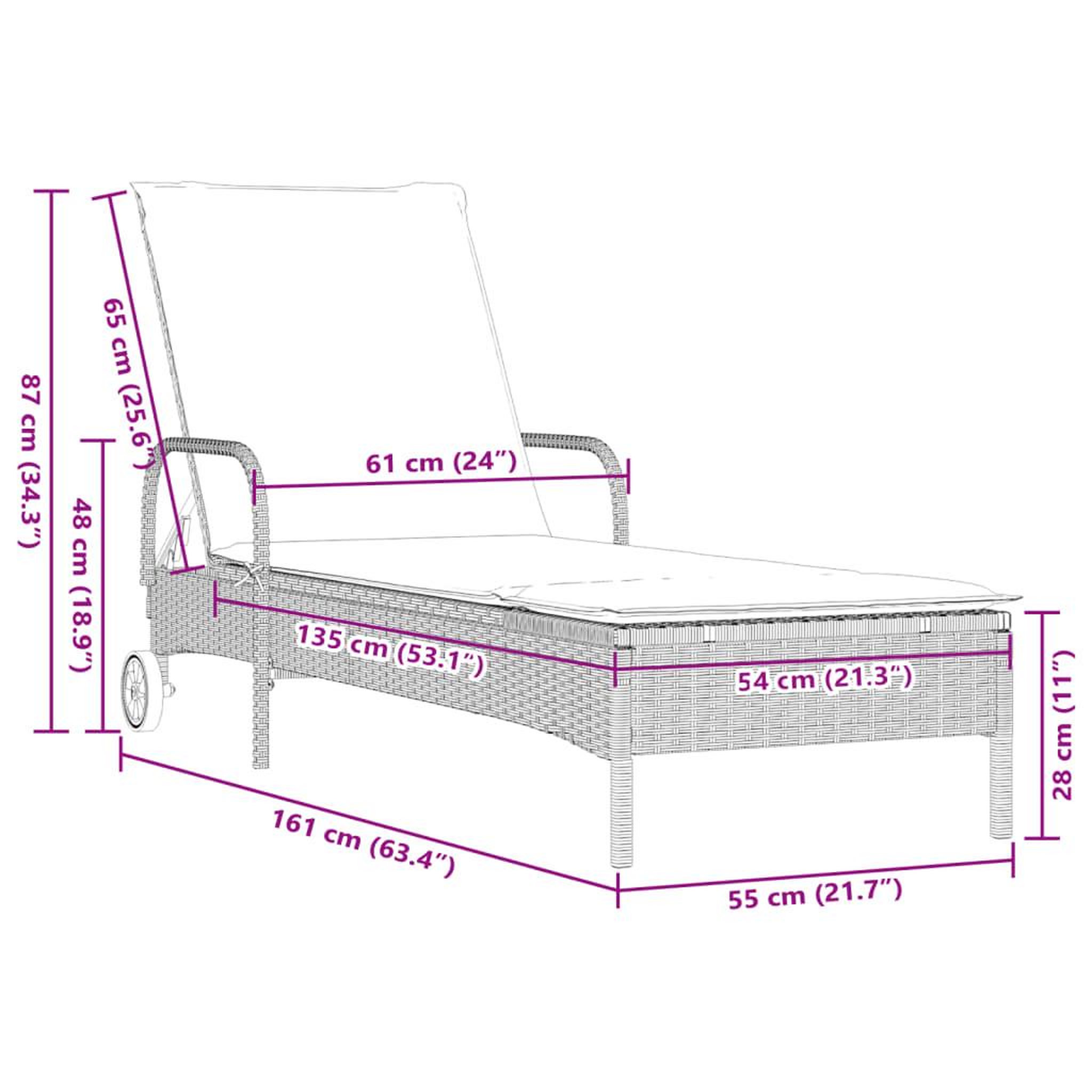 Voir la diapositive 6 : VIDAXL Chaise longue avec roues et coussins gris clair resine tressee