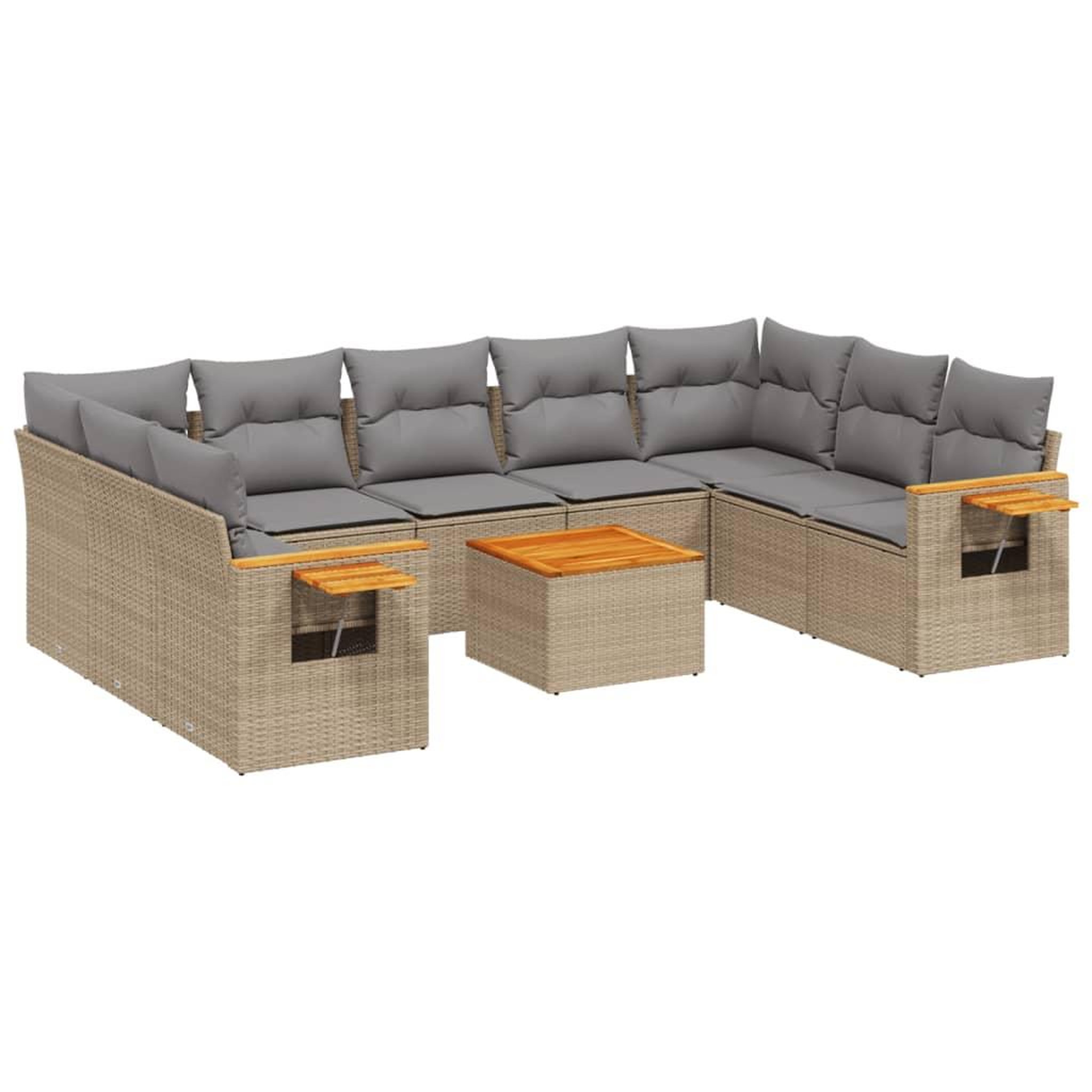 Voir la diapositive 2 : VIDAXL Salon de jardin avec coussins 10 pcs beige resine tressee