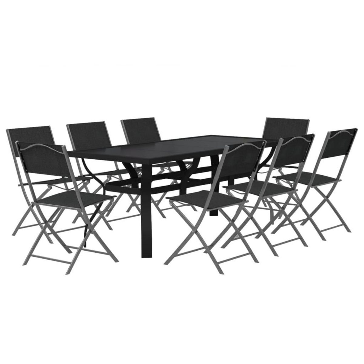 VIDAXL Ensemble a manger de jardin 9 pcs Gris et noir