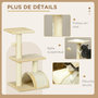 Voir la diapositive 6 : PAWHUT Arbre à chat griffoir grattoir design jeu boule suspendue 2 plateformes peluche sisal naturel crème