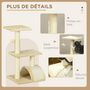 Voir la diapositive 6 : PAWHUT Arbre à chat griffoir grattoir design jeu boule suspendue 2 plateformes peluche sisal naturel crème