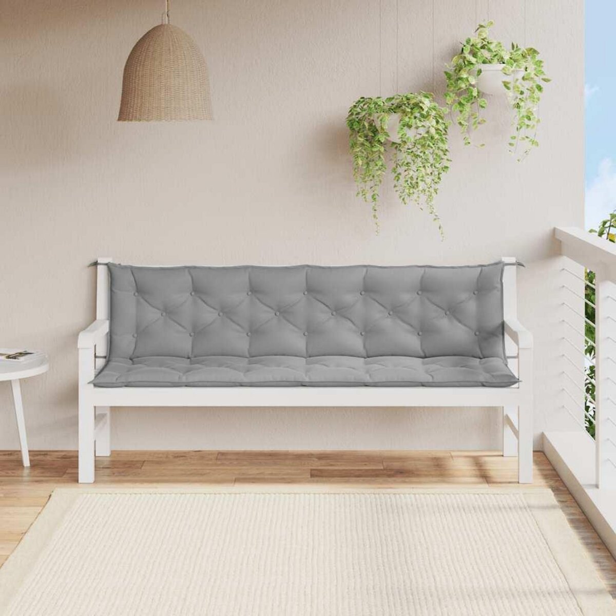 VIDAXL Coussin de banc de jardin gris 200x(50+50)x7 cm tissu oxford