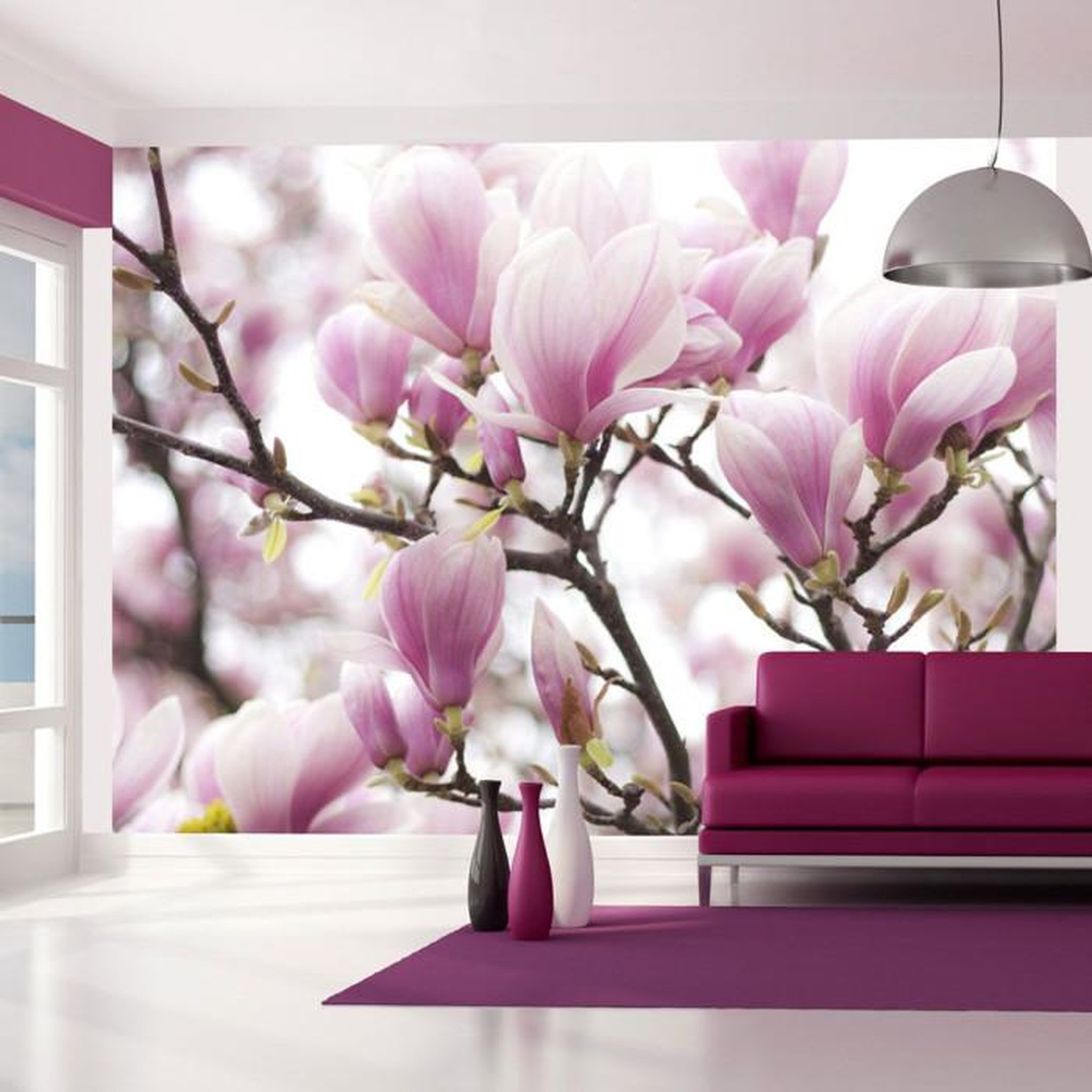 Paris Prix Papier Peint  Branche de Magnolia en Fleurs. Coloris disponibles : Multicolore