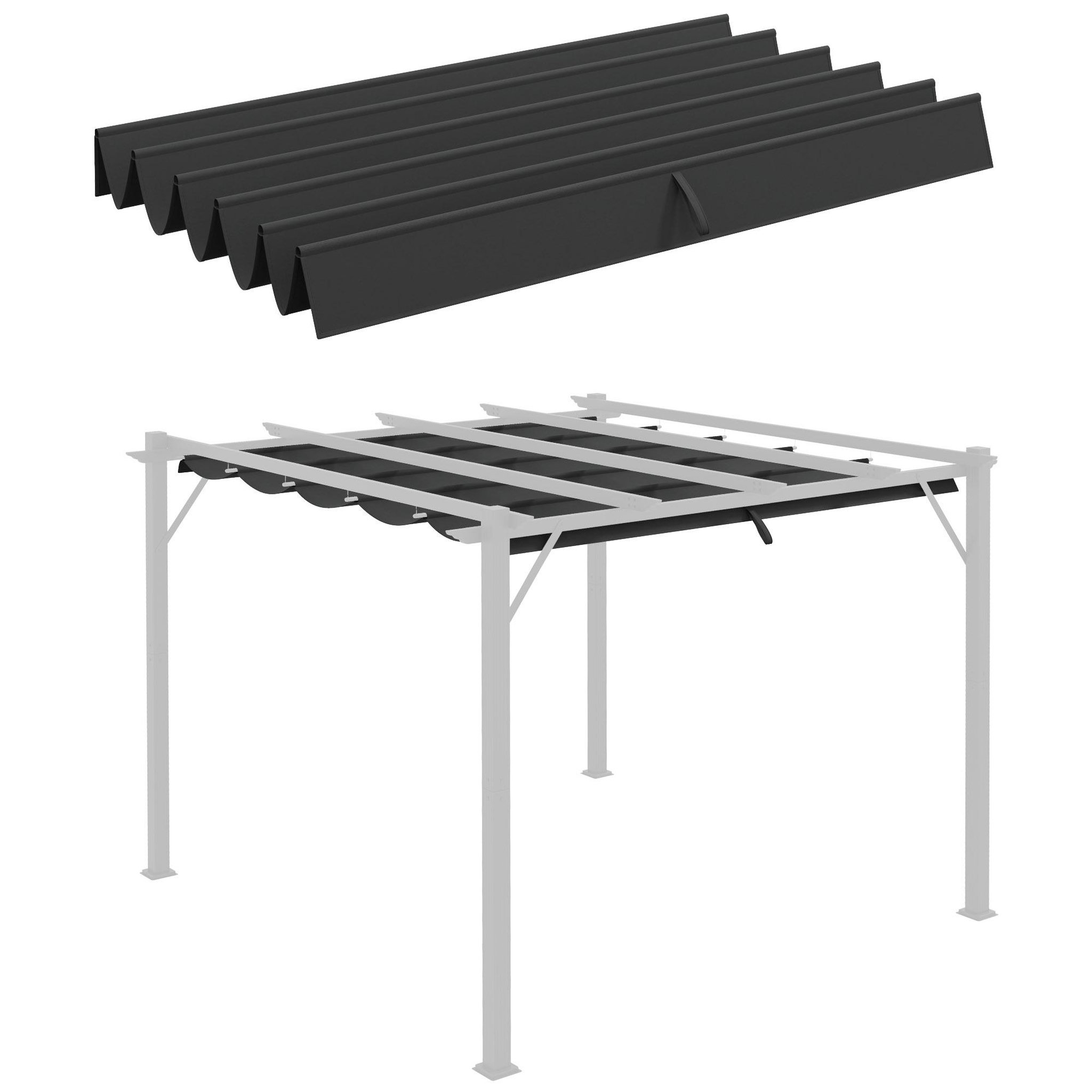 OUTSUNNY Toile de rechange pour pergola rétractable 3 x 3 m polyester haute densité 180 g/m² imperméabilisé gris