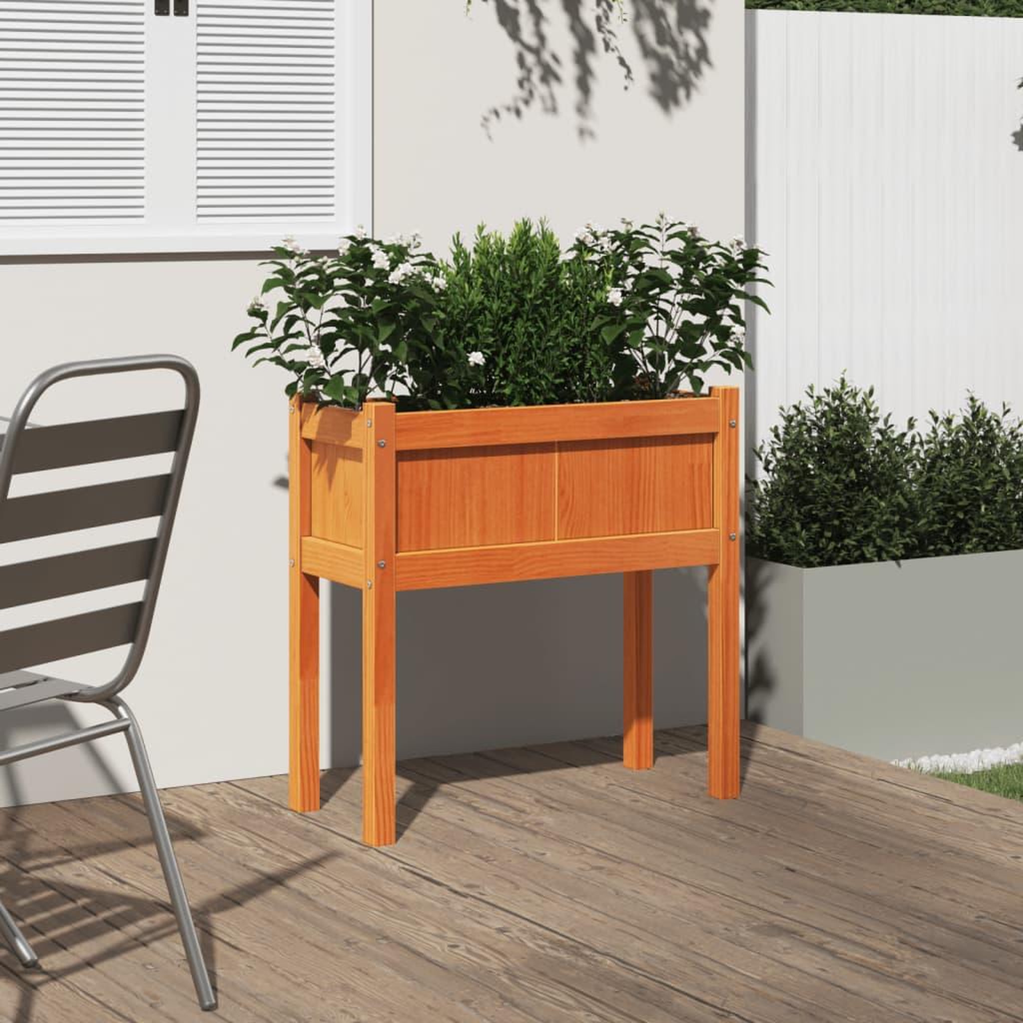 Voir la diapositive 3 : VIDAXL Jardinieres et pieds cire marron 70x31x70 cm bois de pin massif