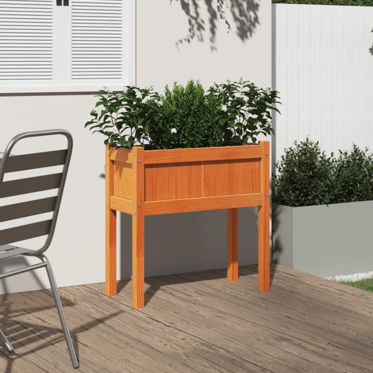 VIDAXL Jardinieres et pieds cire marron 70x31x70 cm bois de pin massif
