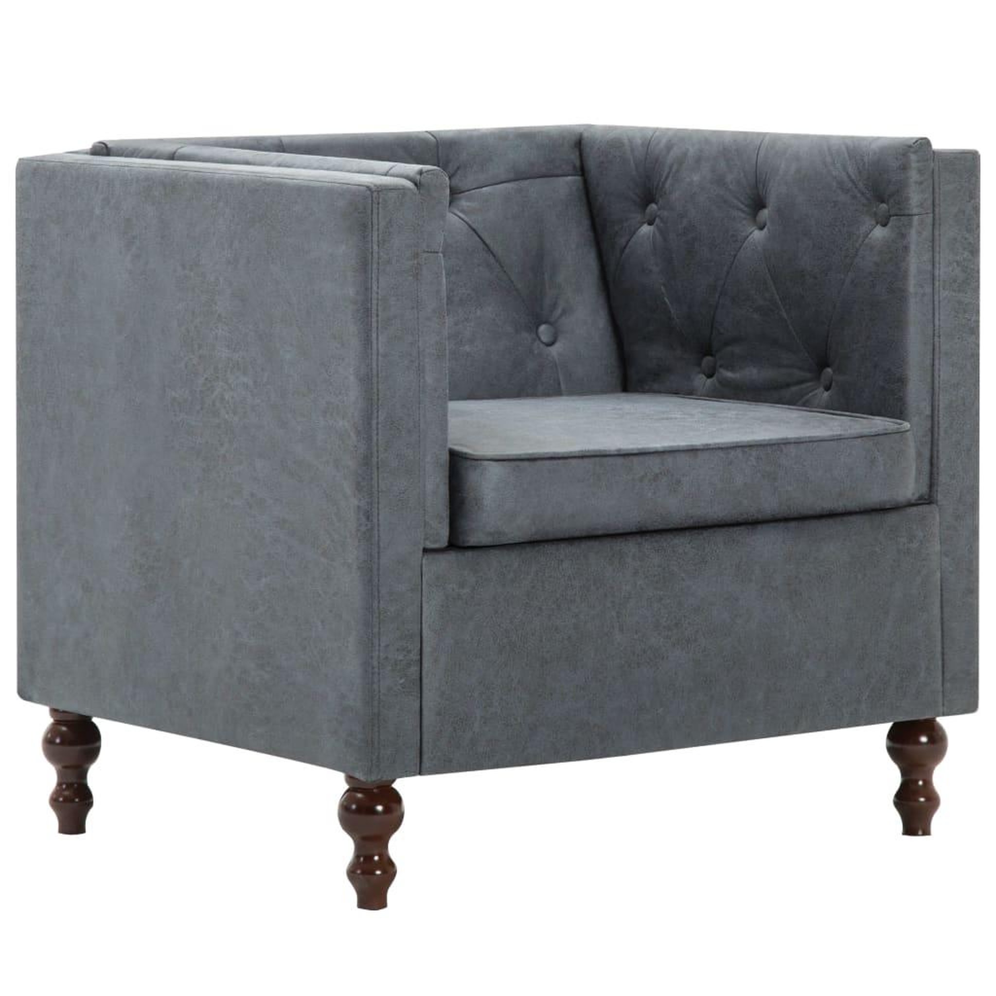 Voir la diapositive 2 : VIDAXL Fauteuil gris tissu