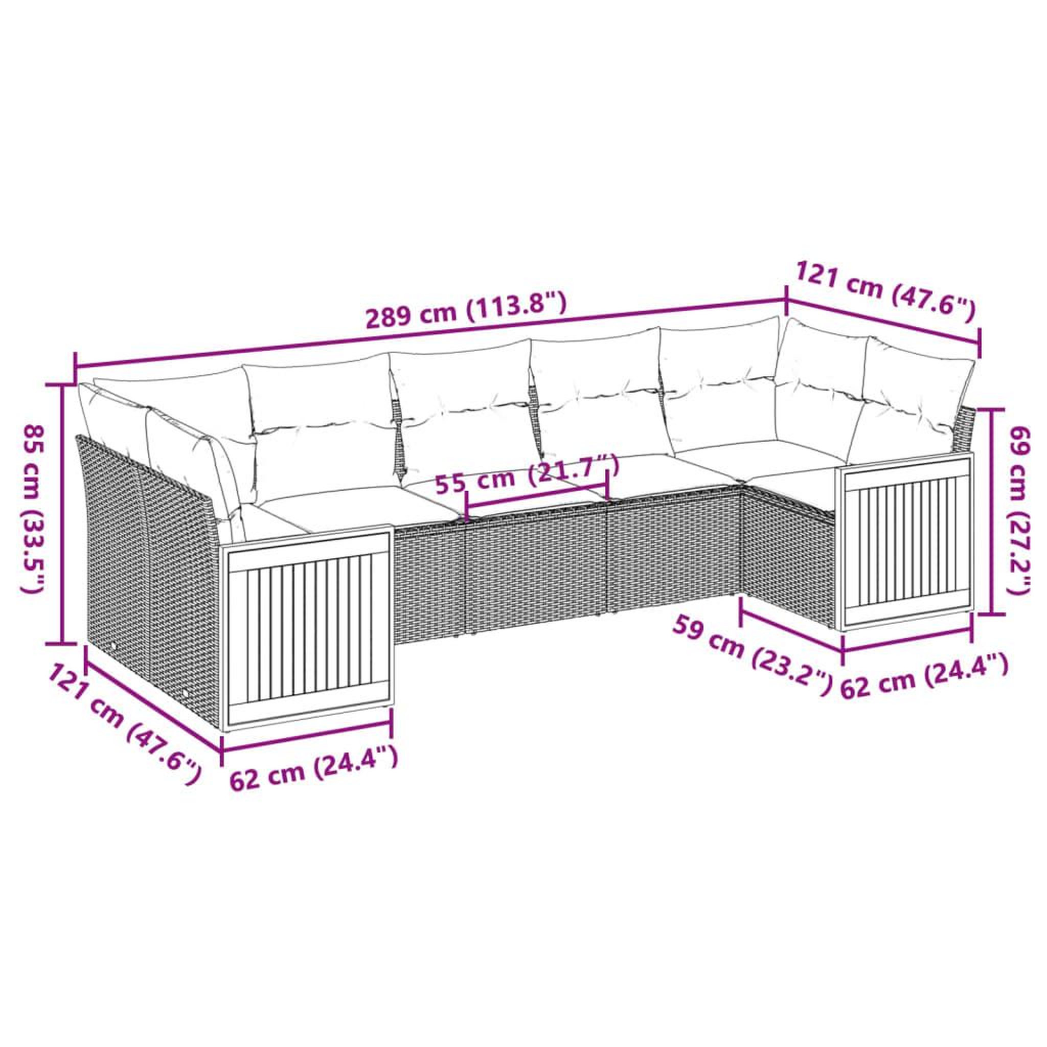 Voir la diapositive 4 : VIDAXL Salon de jardin avec coussins 7 pcs gris resine tressee