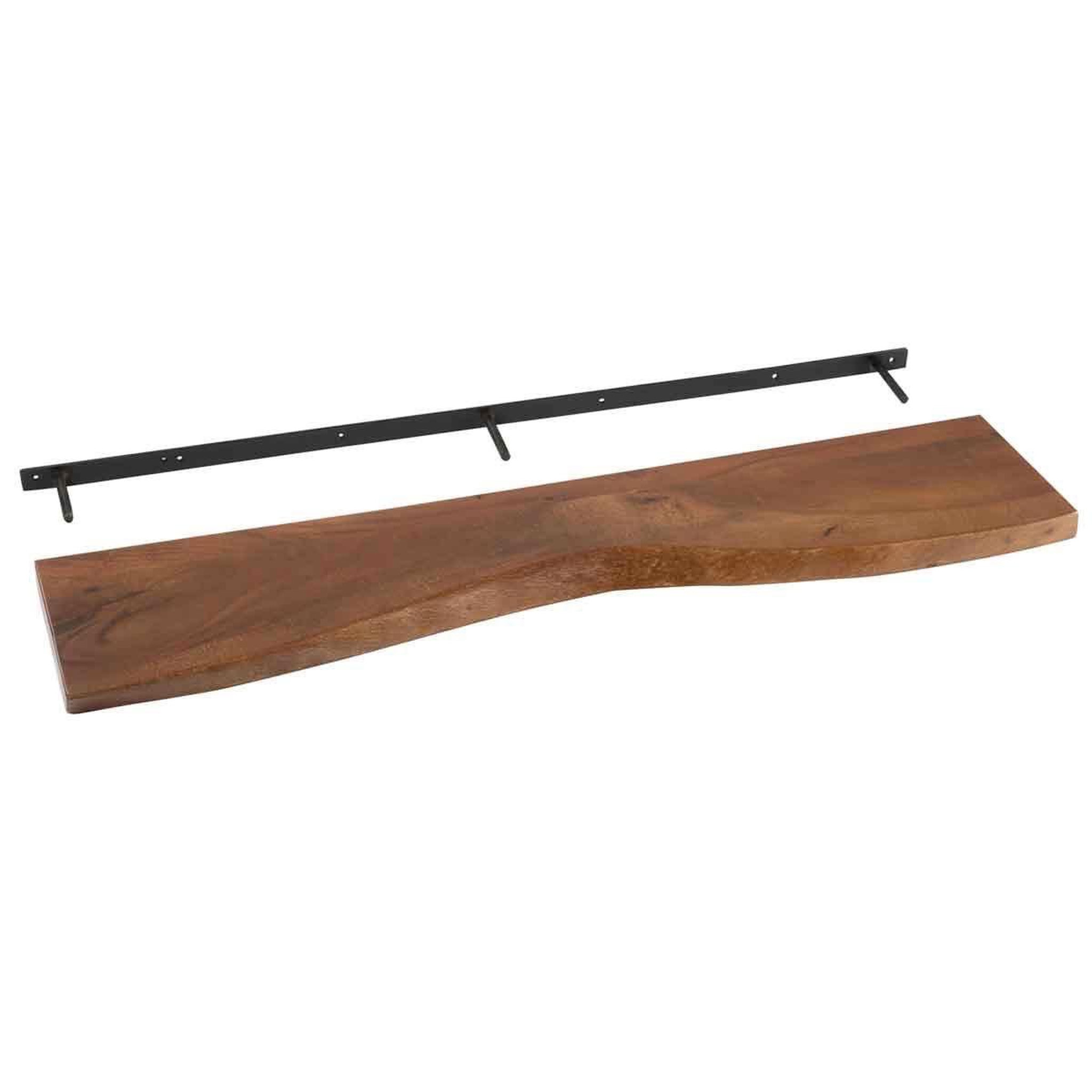 Voir la diapositive 2 : J-LINE Étagère murale en bois  gérard  115cm marron
