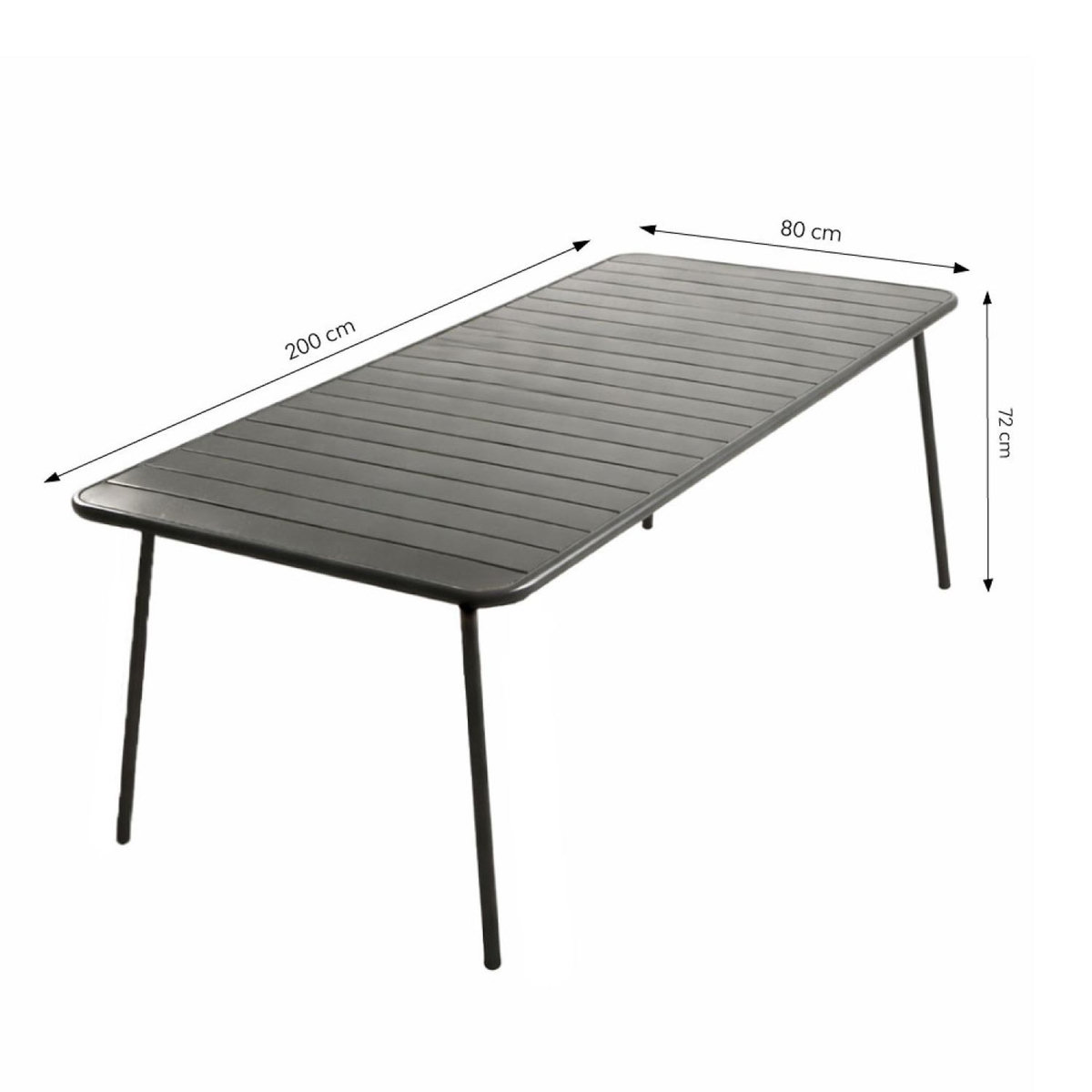 CONCEPT USINE Table de jardin 8-10 places 200cm gris foncé BERGAME