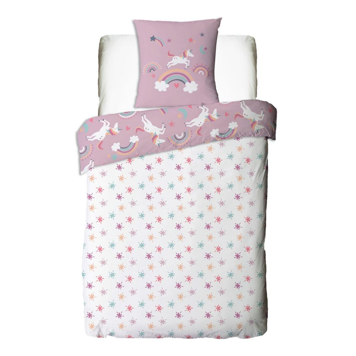 FUTURE HOME Parure de lit enfant réversible Licorne 140x200cm