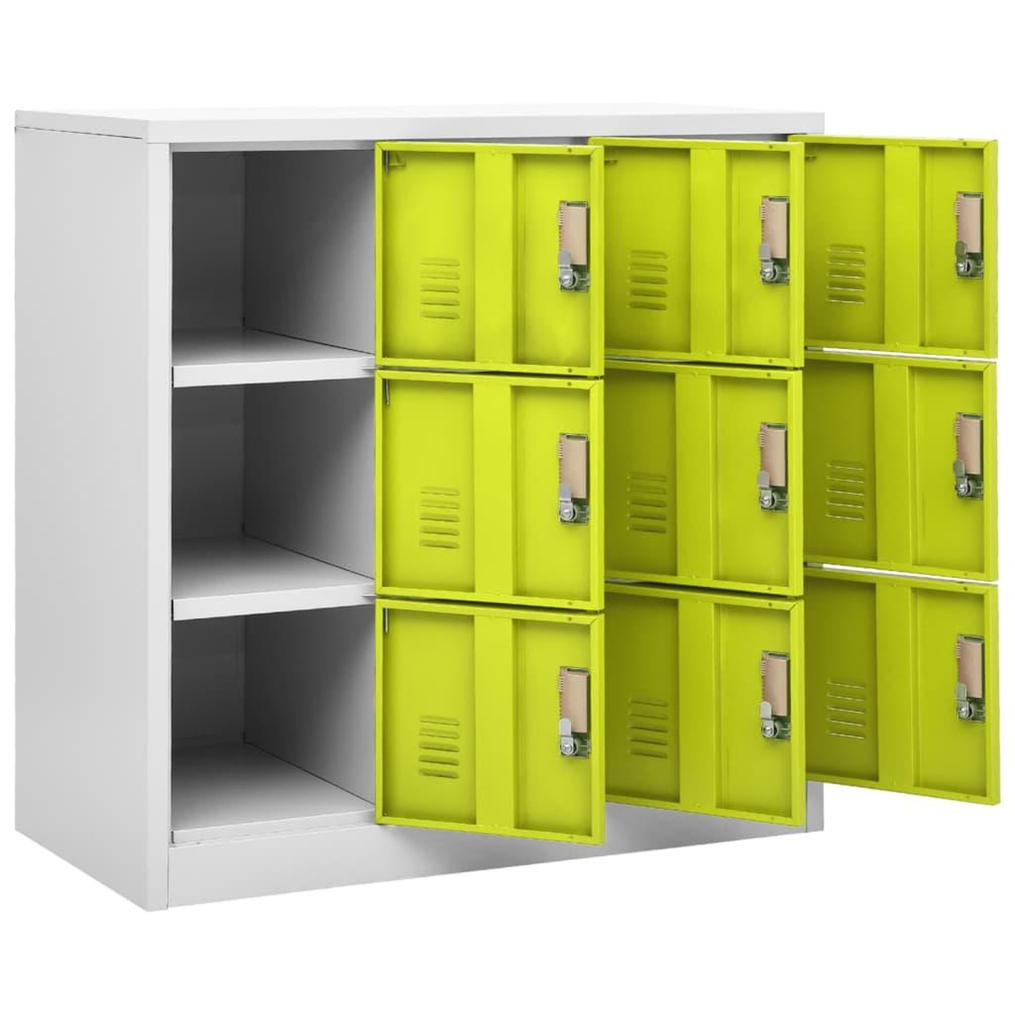 Voir la diapositive 5 : VIDAXL Armoire a casiers Gris clair et vert 90x45x92,5 cm Acier