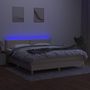 Voir la diapositive 3 : VIDAXL Sommier a lattes de lit avec matelas LED Creme 180x200 cm Tissu