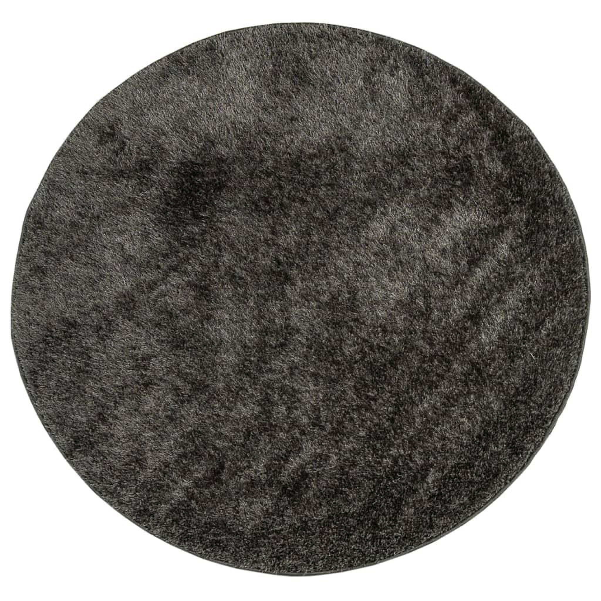 Voir la diapositive 2 : VIDAXL Tapis ISTAN a poils longs aspect brillant anthracite Ø 160 cm