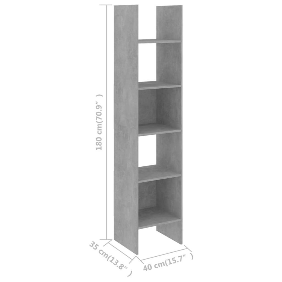 VIDAXL Bibliotheque Gris beton 40x35x180 cm Bois d'ingenierie