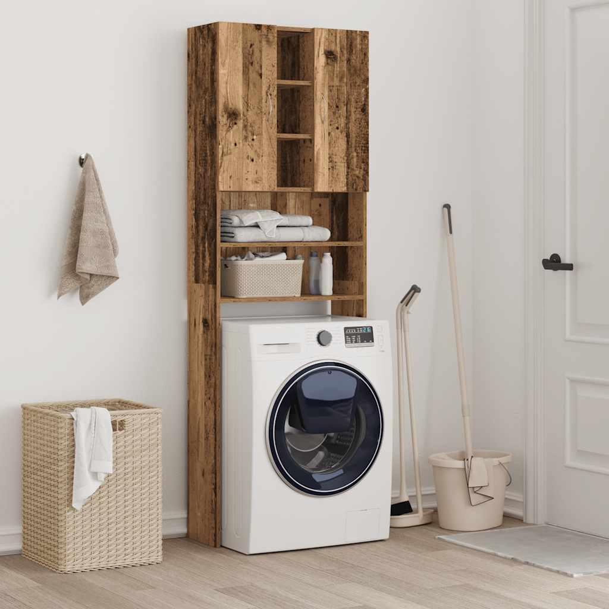 Voir la diapositive 4 : VIDAXL Meuble pour machine a laver vieux bois 64x25,5x190 cm