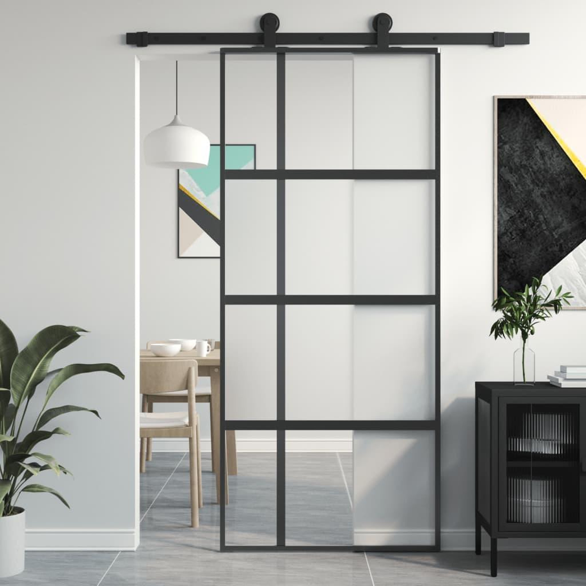 VIDAXL Porte coulissante noir 90x205 cm verre trempe aluminium