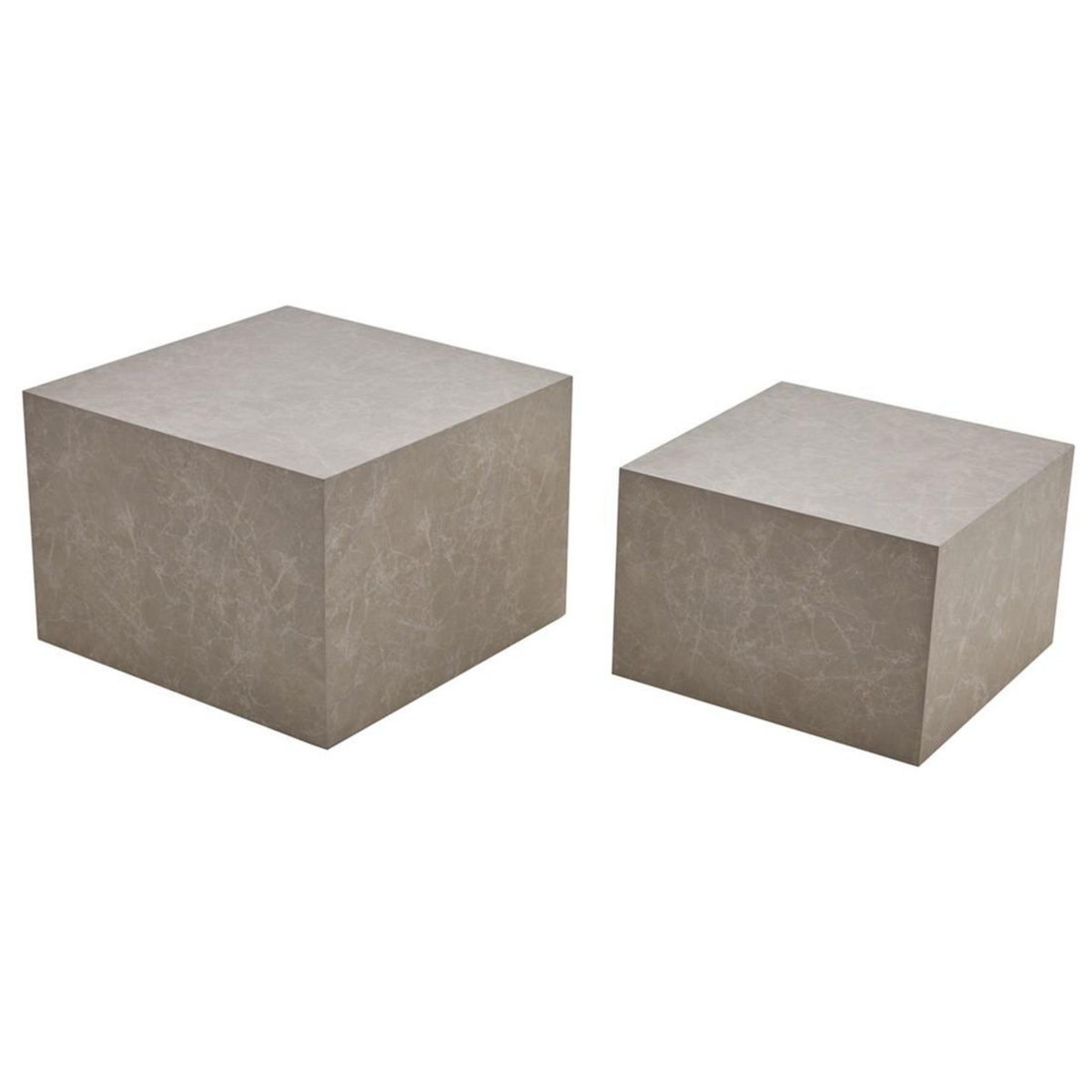 LISA DESIGN Fabio - lot de 2 tables basses gigognes - marbre gris