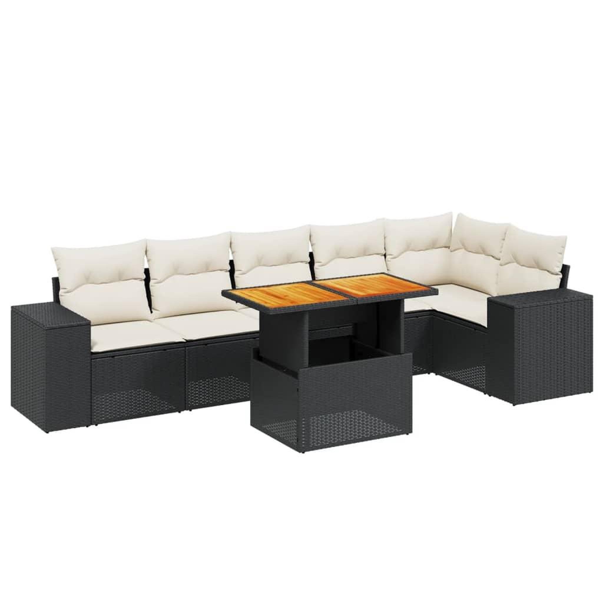 Voir la diapositive 2 : VIDAXL Salon de jardin 7 pcs avec coussins noir resine tressee