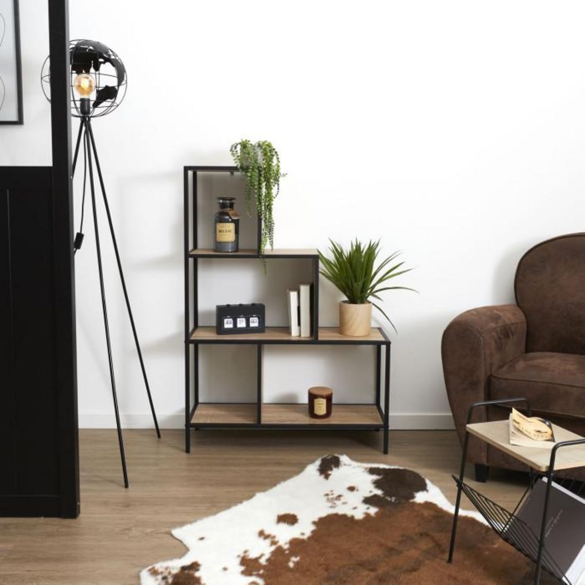 Paris Prix Étagère Escalier  Edison  112cm Naturel & Noir