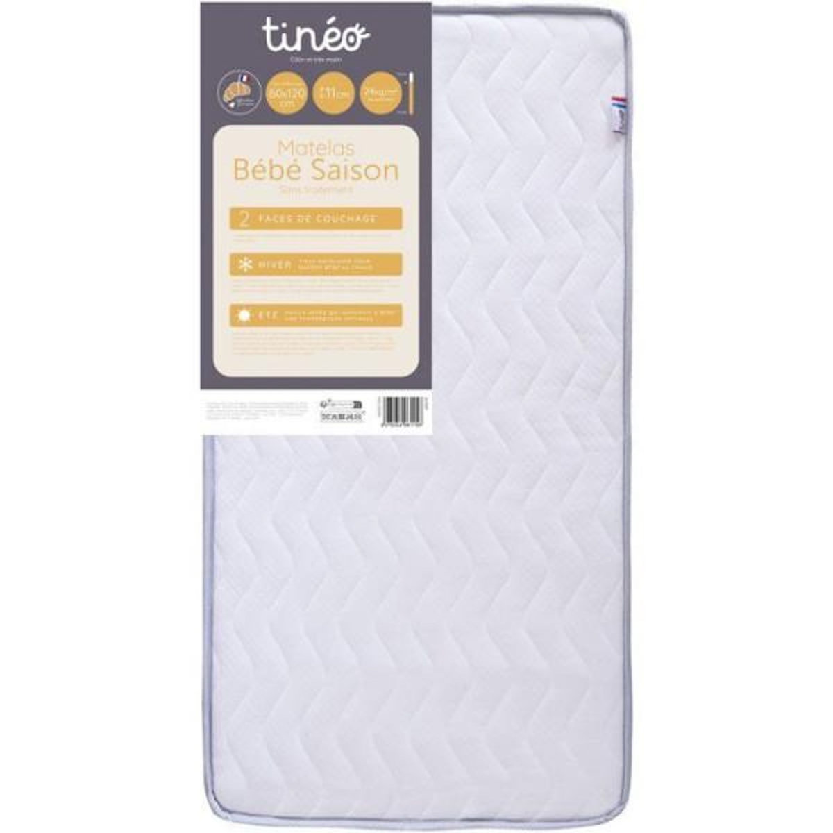 TINEO Matelas bébé saison - 60 x 120 cm - Ep. 11 cm - TINEO