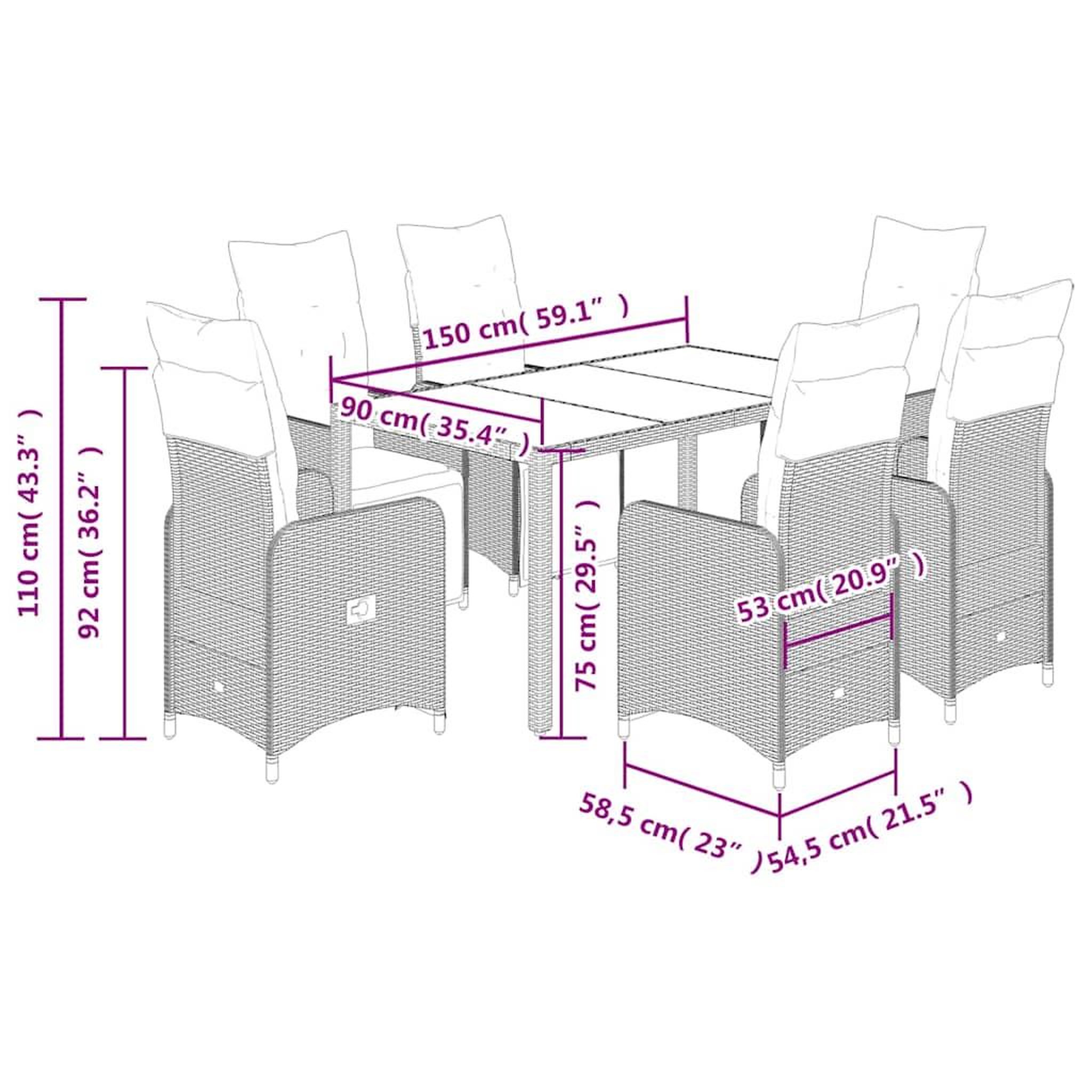 Voir la diapositive 6 : VIDAXL Ensemble de bistro de jardin 7 pcs coussins gris poly rotin