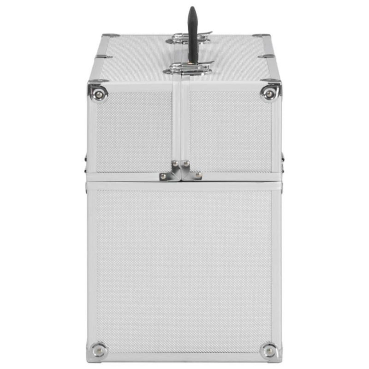 VIDAXL Mallette à maquillage 38x23x34 cm argenté aluminium