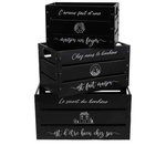 DIVERS Lot de 3 caisses métal décorées - Noir