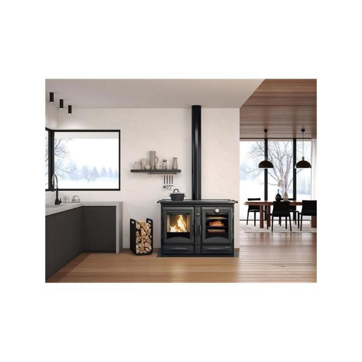 NORDICA EXTRAFLAME 7016050-CUISINIERE A BOIS - ALASKA - NOIRE NORDICA - ALASKANOIRE
