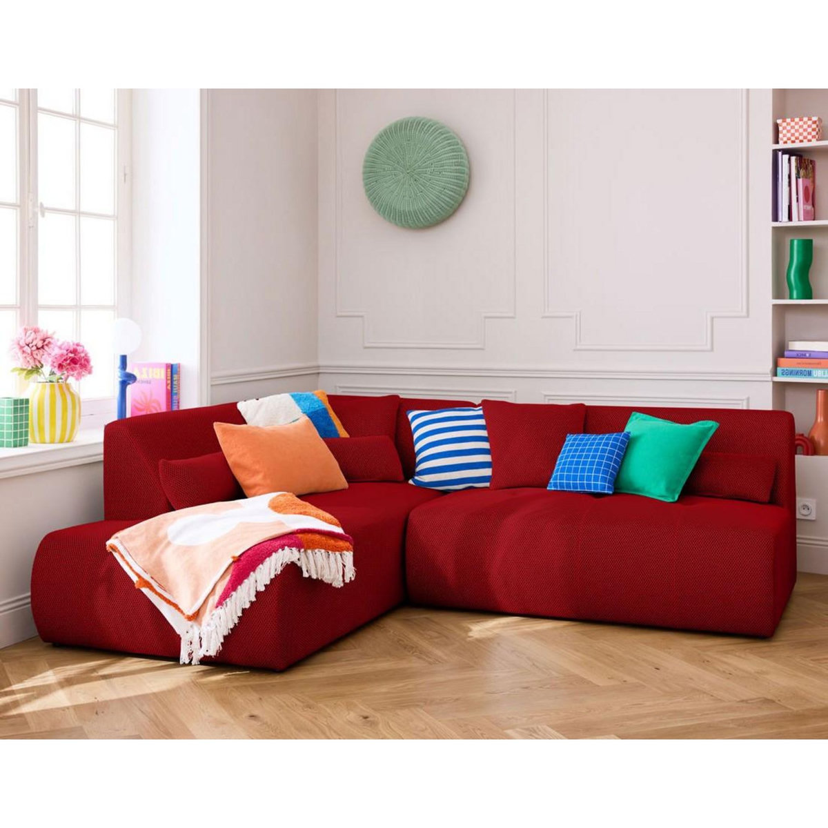 LISA DESIGN Onyx - canapé modulable d'angle gauche - 5 places - en tissu mailles 3d