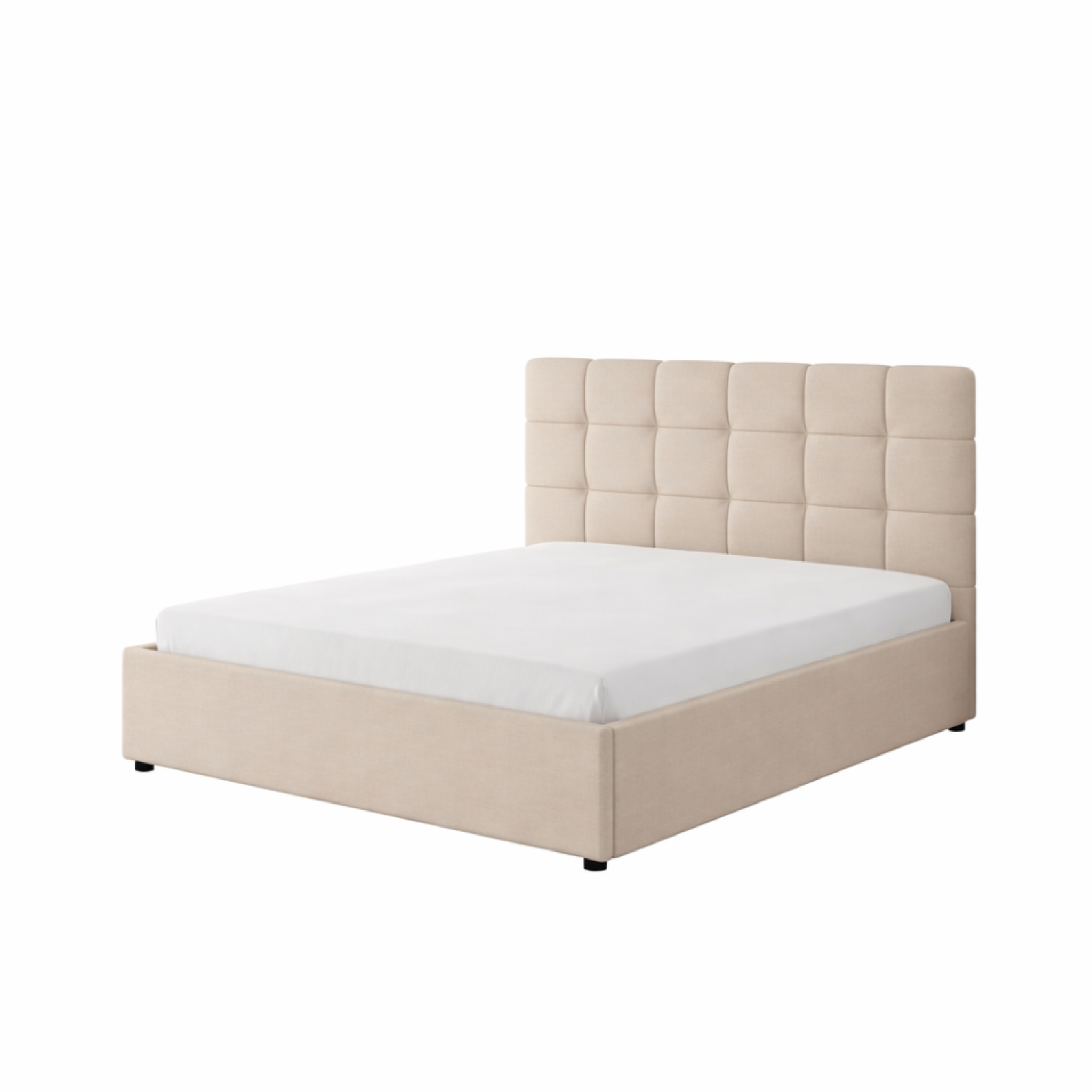 CONCEPT USINE Lit avec coffre de rangement 140x190cm velours beige santa