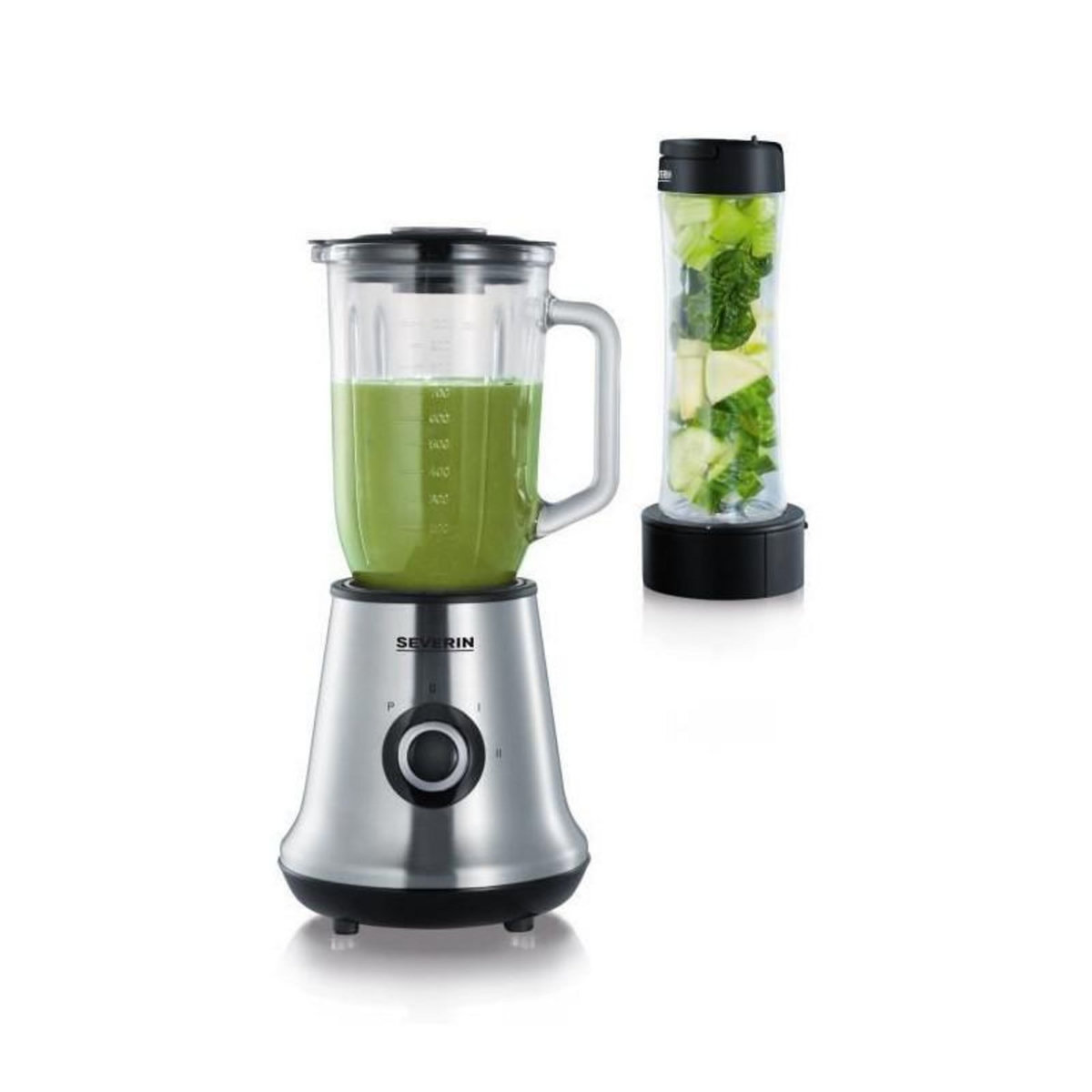 SEVERIN SEVERIN SM3737 Blender classique avec extracteur de nutriments Mix+Go - Inox