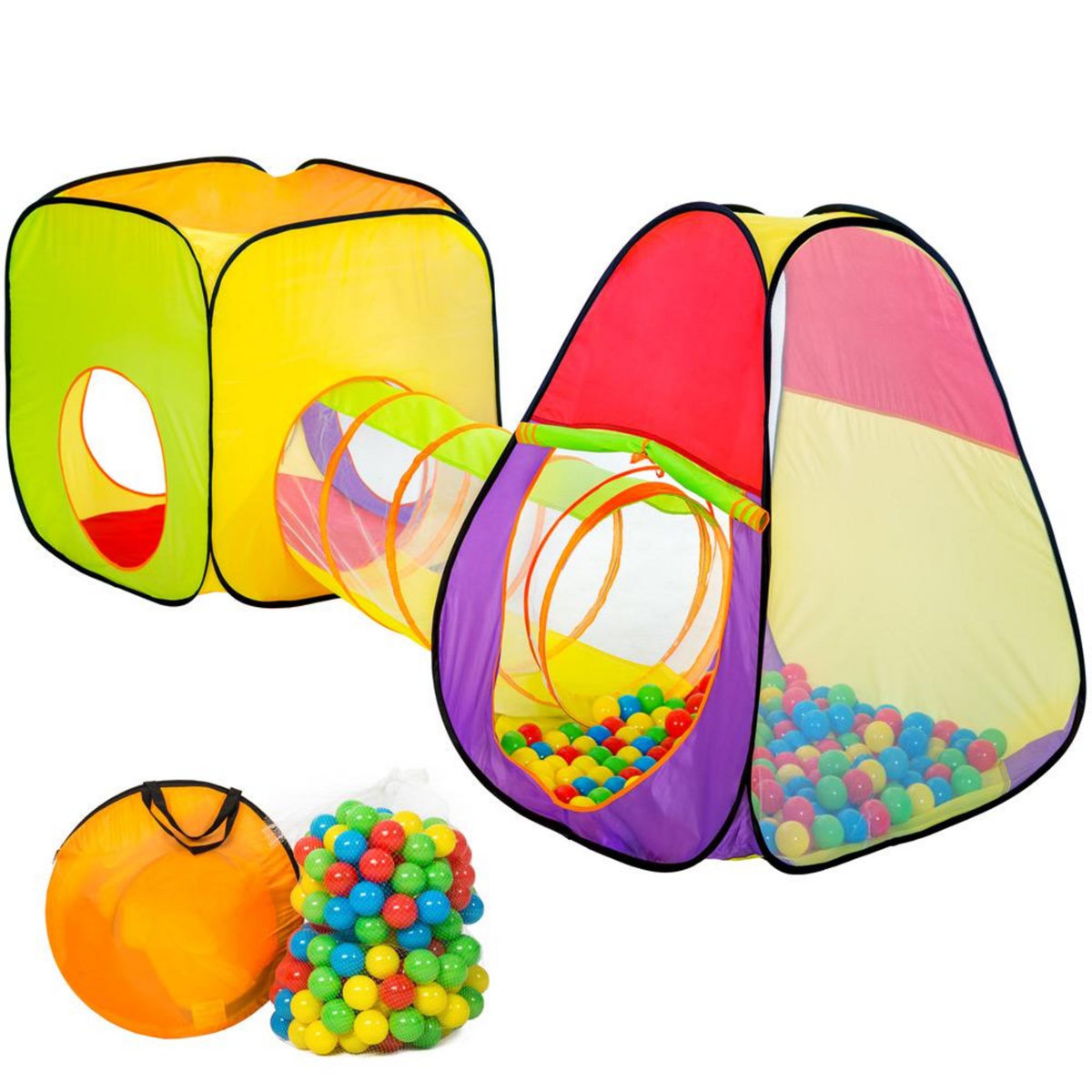 tectake Tente de jeux enfants avec tunnel, pyramide et 200 balles multicolore
