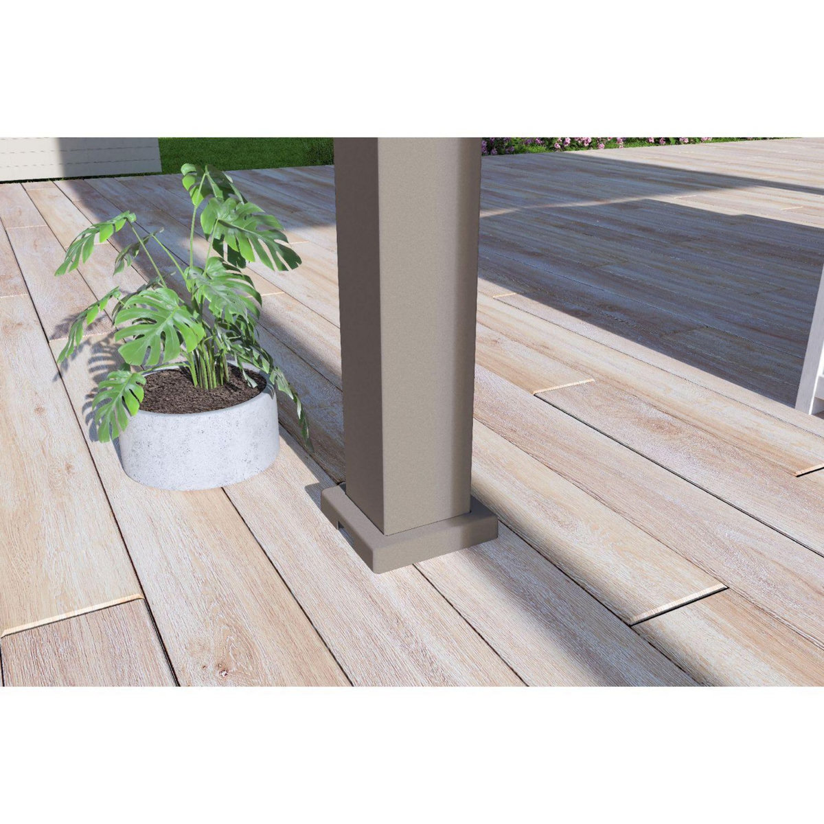 Pergola Bioclimatique autoportée 3x4 m - Aluminium - Taupe/blanc -  VS OmBREA®